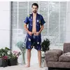 Ropa de Casa Caliente Transfronteriza Verano Pijama de Pareja Pijama de Seda Pijama de Verano para Mujer Manga Corta Shorts Bata de Baño para Hombre