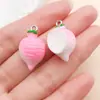 Estilo Europeo y Americano Estilo Ins Rosa Dulce Colgante de Dibujos Animados Resina Fresa Oso Encanto Pulsera Collar Accesorios Productos Transfronterizos