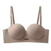 Sujetador Push-Up de Color Melocotón para Busto Pequeño para Mujer, Grosor Medio, Realza la Apariencia, Sin Aros, Levanta, Rojo, Cómodo, Sujetador Sexy