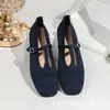 Comercio Electrónico Transfronterizo Tallas Grandes Otoño 2026 Nuevos Zapatos Mary Jane para Mujer Punta Cuadrada sin Cordones Planos Tejidos Zapatos Individuales al por Mayor