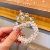 Celebridad de Internet de TikTok Corona Infantil Anillo para el Cabello de Perla Cabeza de Bola de Niña No Lastima el Cabello Flor Tridimensional Princesa Banda Elástica