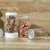 Venda Direta da Fábrica Pote Quadrado Transparente para Pet Plástico de Grau Alimentício Pote para Comida Embalagem para Nozes Flores Chá Doces Pote Selado com Tampa