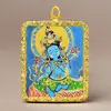 Pingente Thangka do Tibete Zakilam Quadrado Liga de Aço Titânio Dourado Várias Cores Padrões Dourados Podem Ser Escolhidos Direto da Fábrica