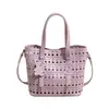 Bolso Tote Calado Artístico para Mujer, Bolso Versátil de Hombro y Cruzado, Estilo Vacacional, Bolso Casual de Trabajo, Pequeño Bolso de Utilidad, Bolso Cubo