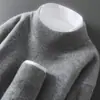 Suéter 100% Lana Pura Otoño e Invierno para Hombre de Cuello Alto Medio Jersey de Punto Suéter Casual Holgado Base Suéter de Cachemira