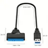 Cabo Adaptador SATA para USB 3.0 para Discos Rígidos/SSDs de 2,5 polegadas, Conversor Adaptador de Disco Rígido SATA III para USB (Preto) para HDD/SSD de 2,5 polegadas, com Interface de Alimentação DC