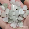 Jade Verde Tianshan Agujero Pasante Forma de Corazón Cuentas Sueltas Flor Flotante Verde Corazón de Melocotón Pulsera Collar Pendientes Pasador Joyería Cuentas