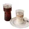 Copo de Água de Vidro com Cintura Vertical Criativo de Vidro Doméstico Listrado para Café da Manhã Leite Café Copo de Suco de Grande Capacidade