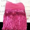 Renda de franjas de lantejoulas com 20 cm de largura, folhas de renda, barba, renda de franjas para dança latina, acessórios de renda para roupas de dança DIY