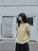 Zhenqi Ropa Especial/Cachemira de Seda Lana Único y Hermoso Suéter Delgado de Punto de Manga Corta para Mujer en Otoño