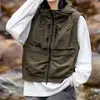 Chaleco con Capucha Outdoor Americano para Hombres y Mujeres, Chaleco con Bolsillos Funcionales 3D, Sentido del Diseño, Ropa Exterior Casual y Atractiva, Estilo Unisex