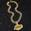 Collar con Colgante de Cadena Cubana Full Diamond Estilo Hip-Hop Nuevo Estilo Transfronterizo Europeo y Americano para Hombre con Logo Personalizado de Equipo de Baloncesto