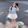 Traje Falda Verano 2026 Nuevo Estilo Dulce y Lindo Top de Manga Corta Falda de Encaje a la Moda Estilo Pastel Conjunto de Dos Piezas