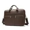 Bolso de Cuero Genuino para Hombre Maletín de Cuero Genuino Bolso para Portátil de 15.6 Pulgadas para Hombre Bolso de Hombro Retro de Piel de Vaca de Primera Capa