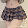 Lencería Sexy de Gravedad Media Azúcar Uniforme Tentación Estudiante JK Falda Plaid Ultra Corta Suéter de Cuello Bajo Falda Plisada 8105