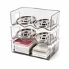 Caja de almacenamiento multifuncional de escritorio organizador de papelería de acrílico transparente estante para cosméticos y mascarillas faciales de escritorio de oficina