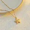 Collar Colgante de Flor de Acero Inoxidable y Oro de 18 Quilates Transfronterizo Europeo y Americano Collar en Capas con Tema Marino Caracola Estrella de Mar Concha