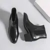 Botas Martin de punta altas transfronterizas, Botines Chelsea de suela gruesa para hombre que aumentan la altura, Botines cortos tipo slip-on para hombre de estilo británico