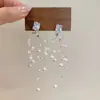 Brincos de Pérola Franceses Super Fada com Franja Luxo Leve Ornamentos de Orelha Zircônia Céu Estrelado Temperamento Francês Nicho Brincos de Pino com Agulha de Prata