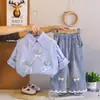Conjunto de Chaleco de Punto Rosa con Corazones para Niña 2026 Nueva Moda Camisa Jeans de Campana Conjunto de Tres Piezas