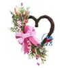 Corona de Día de San Valentín Transfronteriza con Forma de Corazón Simple, Decoración Colgante para Puerta de Jardín Exterior, Corona Decorativa Tejida a Mano