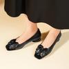Sapatos Femininos Versáteis para o Dia a Dia, Estilo Francês, Camélia, Fragrância Suave, Boca Rasa, Solado Macio; Sapatos de Salto Grosso Confortáveis, Florais, Retrô para Mulheres
