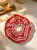 Atacado em estoque scrunchies de renda floral cintura fina, scrunchies de cetim com strass, elásticos de cabelo, tiaras