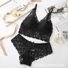 Conjunto de Brasier de Comercio Exterior Transfronterizo para Mujer, Brasier Francés Transpirable y Delicado con la Piel Sin Aros, Sexy Conjunto de Ropa Interior de Encaje de Dos Piezas