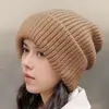 Gorros de Punto de Invierno para Exportación a Taiwán, Japón y Corea del Sur, Modernos y Versátiles, Cálidos y Resistentes al Frío, Gorros de Lana Holgados para Mujer
