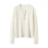 26 Outono Inverno Novo Suéter Feminino de Cashmere Cor Sólida Camada Base Feminina Estilo Versátil Tricô Pulôver Temperamento
