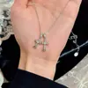 Colar Duplo Cruzado, Novo Estilo, Luxo Leve, Corrente de Clavícula de Alta Qualidade, Personalizado, Simples, Zircônia, Exquisito, Colar Estiloso