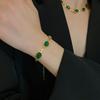 Collar de Cadena con Hoja de Acero de Titanio Óvalo Esmeralda Marca Lujo Ligero Estilo Frío Cadena Clavícula Moda Elegante Cadena Colapsable