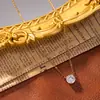 Collar de Oro con Diamante Único de Cuatro Garras, Circonita Grande, Lujo Ligero, Moda de Nicho, Estilo Trendy de Ins, Cadena para Clavícula de Celebridad de Internet, Venta al por Mayor Transfronteriza