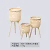 Macetas de Mimbre Estilo Nórdico, Maceteros Tejidos de Bambú para Interiores para Plantas de Sala de Estar como Rábano Verde, Soporte de Madera Tejido Hecho a Mano Alto de Pie para Plantas