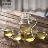 Tetera para uso doméstico con filtro, tetera Song estilo antiguo, juego de té, cafetera de té, transparente con tapa, asa colorida, tetera pequeña de mano