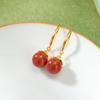Joyería Yuebao Plata Esterlina S925 Chapado en Oro Cinabrio Redondo Cuelga Aretes Retro Versátil Elegante Nuevo Chinoiserie Aretes de Plata Aretes
