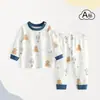 Conjunto de Ropa Interior para Bebé Niño Pijamas de Manga Larga para Bebé Ropa de Otoño para Niña Pantalones de Otoño Algodón Puro Ropa de Casa Separada para Niños Primavera Otoño