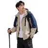 Jaqueta outdoor outono e inverno com logo personalizado, três em um espessado para uniforme de equipe, vestuário para montanhismo, vestuário de trabalho para trilha bordado e estampado
