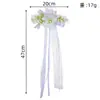 Nuevas Flores para Coche de Boda con Cinta de Encaje en Blanco y Rosa, Flores Artificiales para Decoración de Espejo Retrovisor de Flota de Coches, Flores para Respaldo de Silla de Boda Estilo Europeo