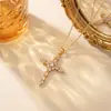Bestseller Transfronterizo Europeo y Americano Collar de Cruz de Diamante Completo para Mujer Colgante de Cruz de Cobre Incrustado con Circonita Cadena para Clavícula Chapada en Oro Retro Lujo Ligero Joyería
