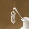 Grampo de Cabelo Estilo Étnico com Franjas Geométricas Vazadas, Grampo de Cabelo Moderno com Gotejamento de Óleo em Formato de Gota d'Água, Acessório de Cabelo Hanfu para Mulheres