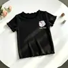 Camiseta de manga corta de seda helada estilo coreano para niñas, camiseta de verano lisa para bebé con bordes rizados, top casual inspirado en la dopamina para bebés