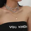 Collar de varias capas de moda europea y americana, personalidad, juego de collares, cadena de eslabones con temperamento, todo-partido, collar para la clavícula