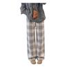 Calça de Lã Xadrez para Mulheres, Novo Estilo Outono e Inverno 2026, Cintura Alta, Caimento Fluido, Casual Relaxado e Emagrecedor, Perna Larga