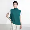 Top de Verano para Mujer Miyake Chaleco de Alta Gama Chaleco de Punto Color Sólido Holgado Casual Simple Versátil Camiseta sin Mangas