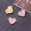 Moda europeia e americana anéis duplos joias com letras de diamante acessórios pingente de coração colorido acessórios para colar pulseira DIY