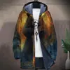 Ropa de Abrigo de Invierno Estampada con Impresión Digital 3D Transfronteriza Cárdigan Estampado Chaqueta Acolchada de Algodón para Hombre con Forro Polar Espesado Modelo Juvenil