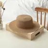 Sombrero de Sol de Verano Parte Superior Plana Sombrilla Sombrero de Paja Retro Protección Solar Viaje Sombrero para el Sol de Playa Sombrero de Paja