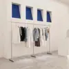 Estante de Exhibición Lateral de Acero Inoxidable para Tienda de Ropa, Estante de Pie para Tiendas de Ropa de Hombre, Mujer y Niño, Perchero para Ropa de Interior y Exterior
