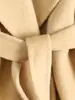 Casaco de Lã de Alpaca Dupla Face para Mulheres, Comprimento Médio, Novo Estilo Outono e Inverno, Gola Grande, Corte Justo, Sobretudo de Lã com Acabamento de Luxo